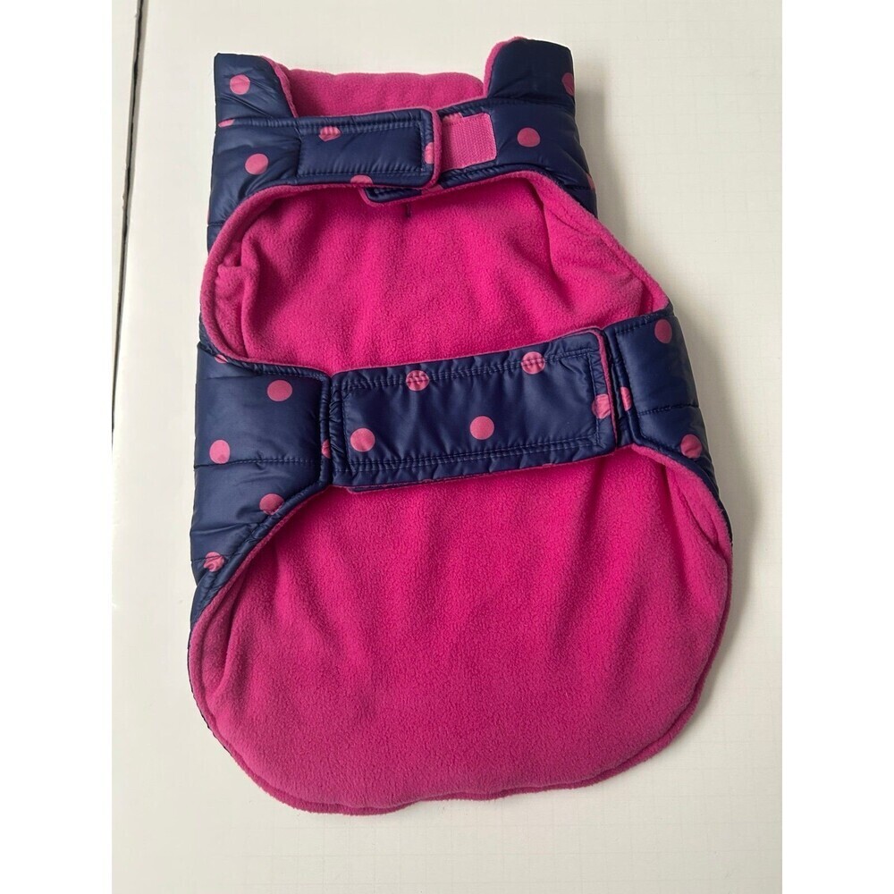 Top Paw Dog Puffer Vest/Jacket Blue & Pink With Polka Dots size M - Picture 2 of 4